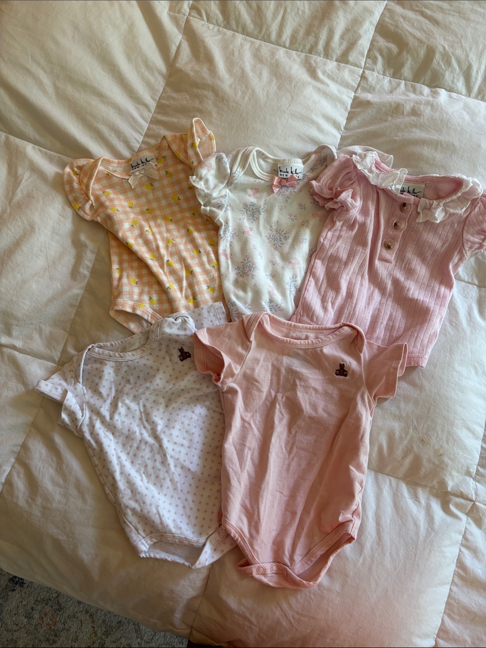 Toddler Girls Soft Pink & Peach One-Piece Bodysuit Set